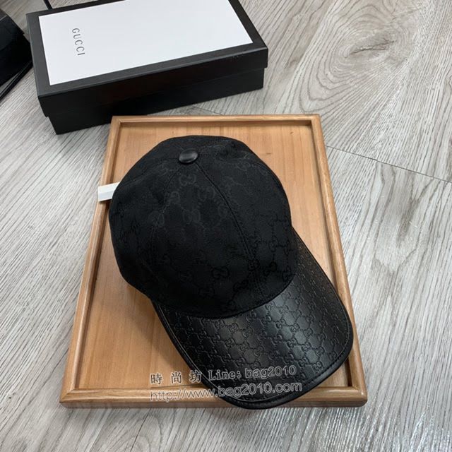 Gucci爆款男士帽子 古馳帆布拼皮印花棒球帽鴨舌帽  mm1751